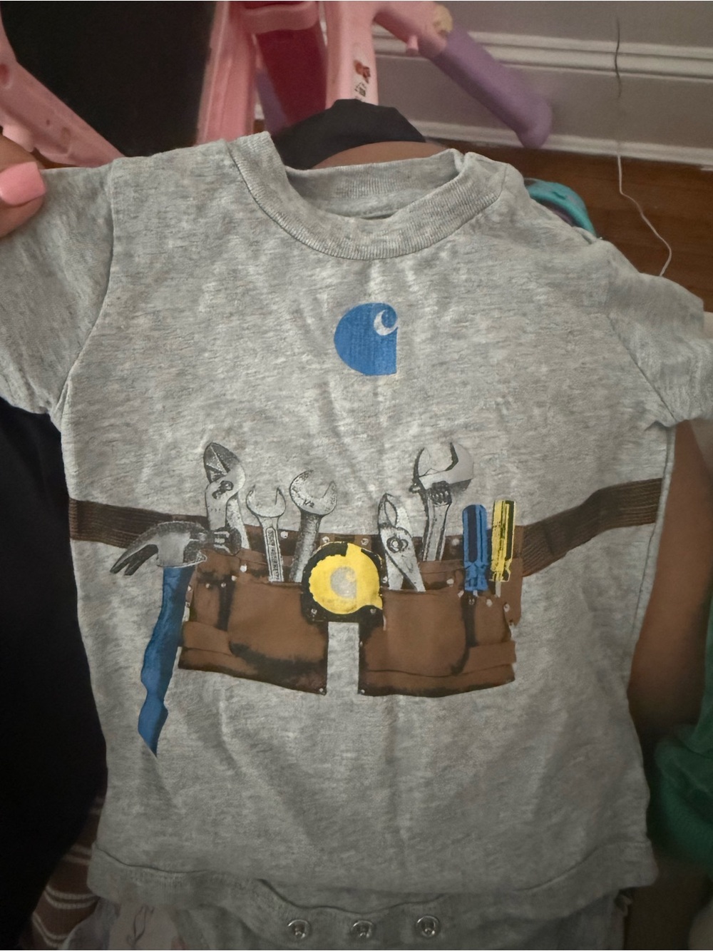 Carhartt Kids Gray Short-Sleeve Tool Belt Graphic Tee with Blue Logo